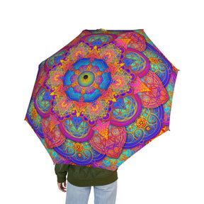 Psychedelic Mandala Automatic Foldable Umbrella