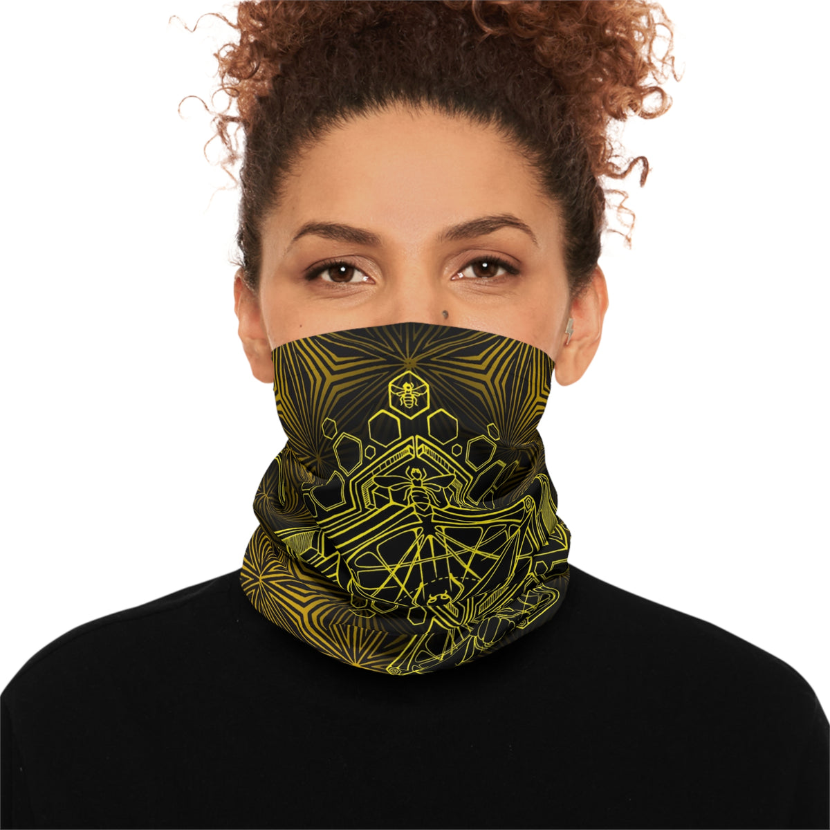 Sacred Geometry Honeybee Neck Gaiter - Lightweight Stylish Face Covering for Outdoor Adventures