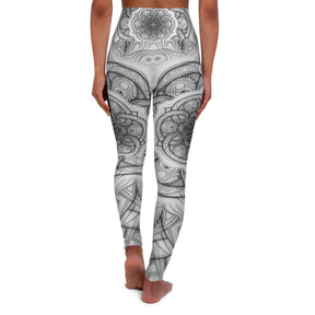 White Flower of Life High Waisted Yoga Leggings