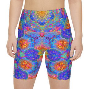 Psychedelic Metatrons Cube Mandala Workout Shorts