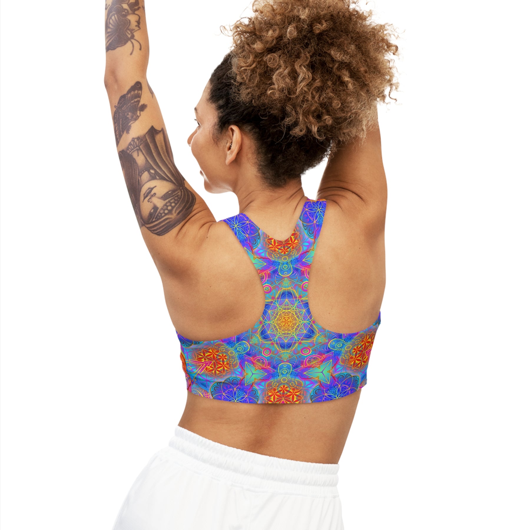 Psychedelic Metatron's Cube Mandala Sports Bra