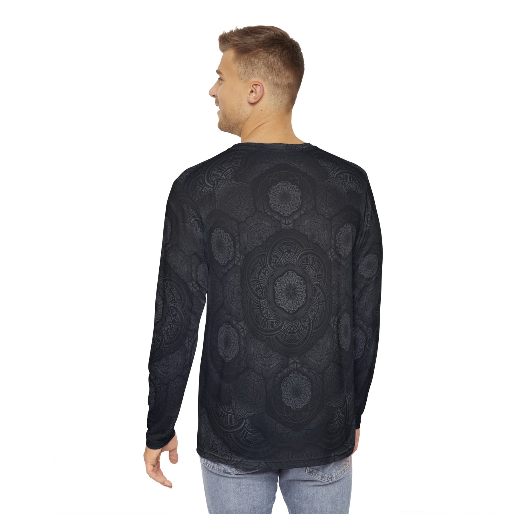 Blackout Mandala Men's Long Sleeve Shirt