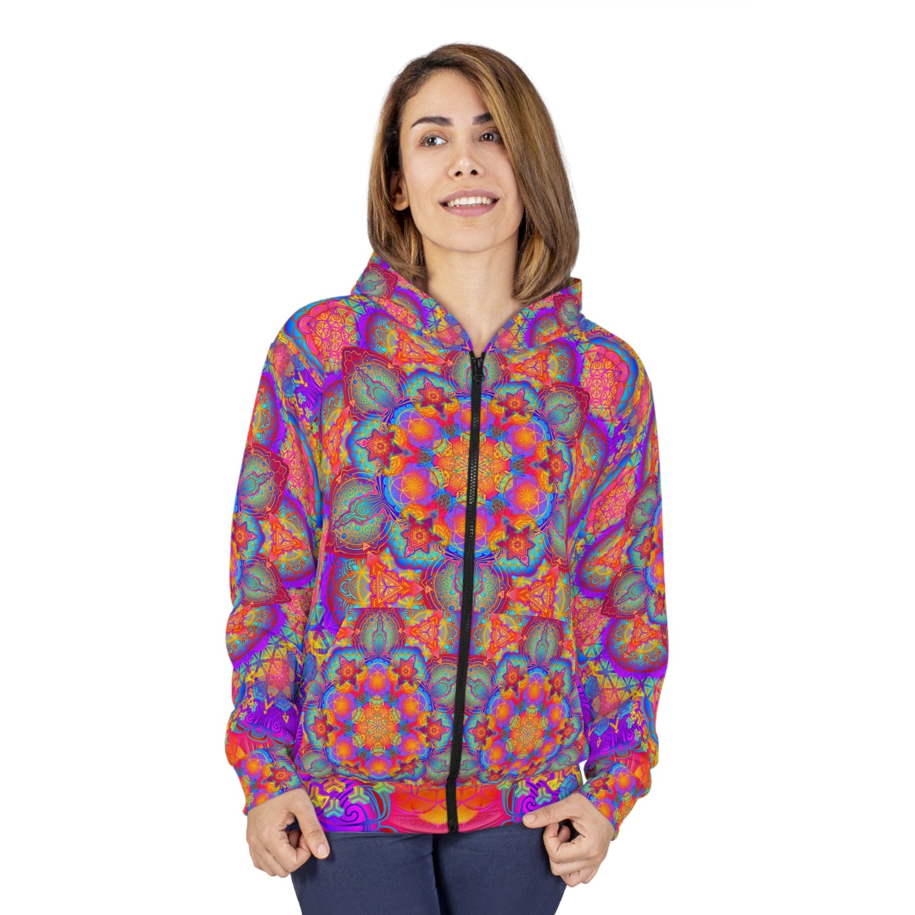 Psychedelic Mandala Unisex Zip Hoodie