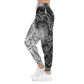 Black and White Flower of Life Joggers
