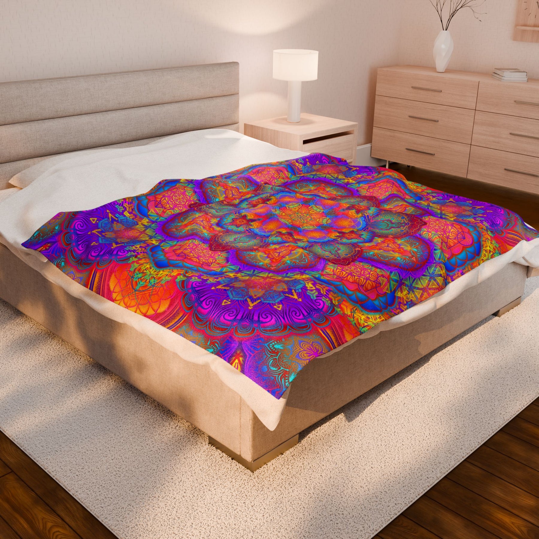 Psychedelic Mandala Velveteen Plush Blanket