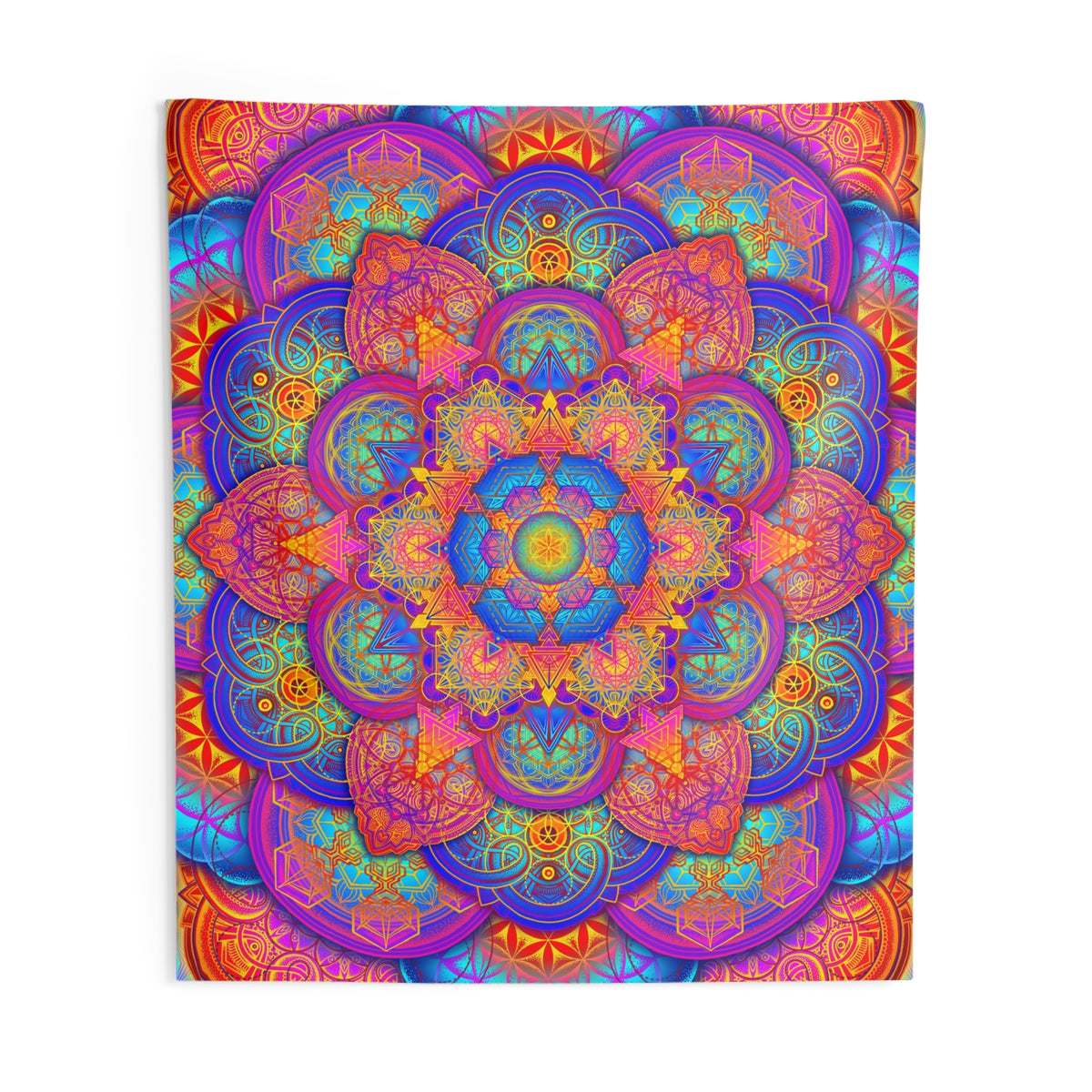 Psychedelic Metatron's Cube Mandala Wall Tapestry