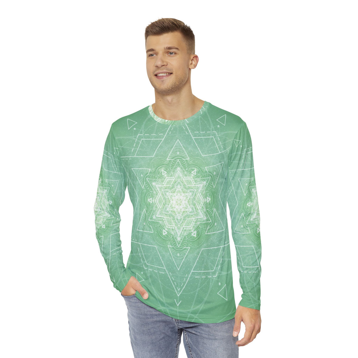 Mint Mandala Men's Long Sleeve Shirt