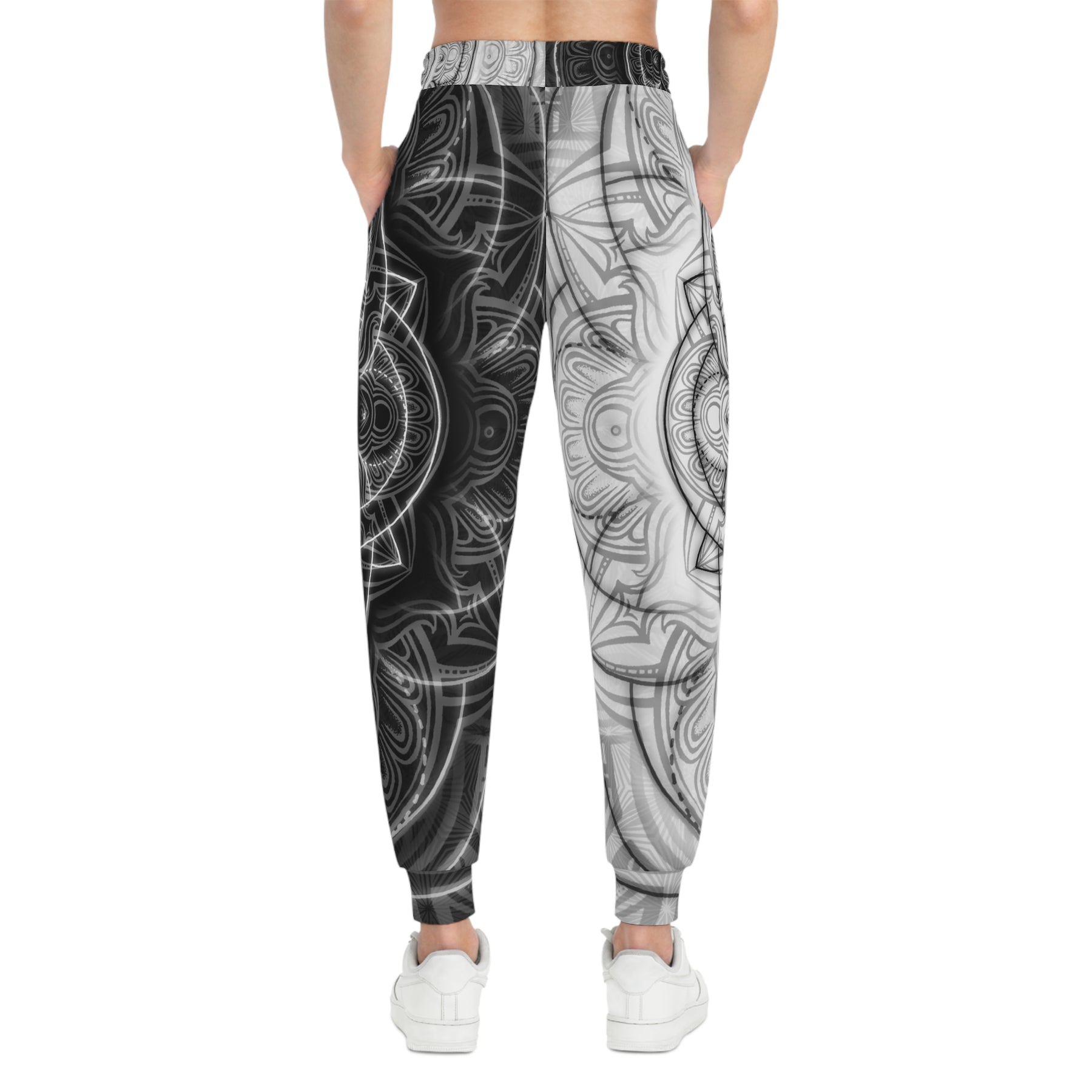 Black and White Flower of Life Joggers