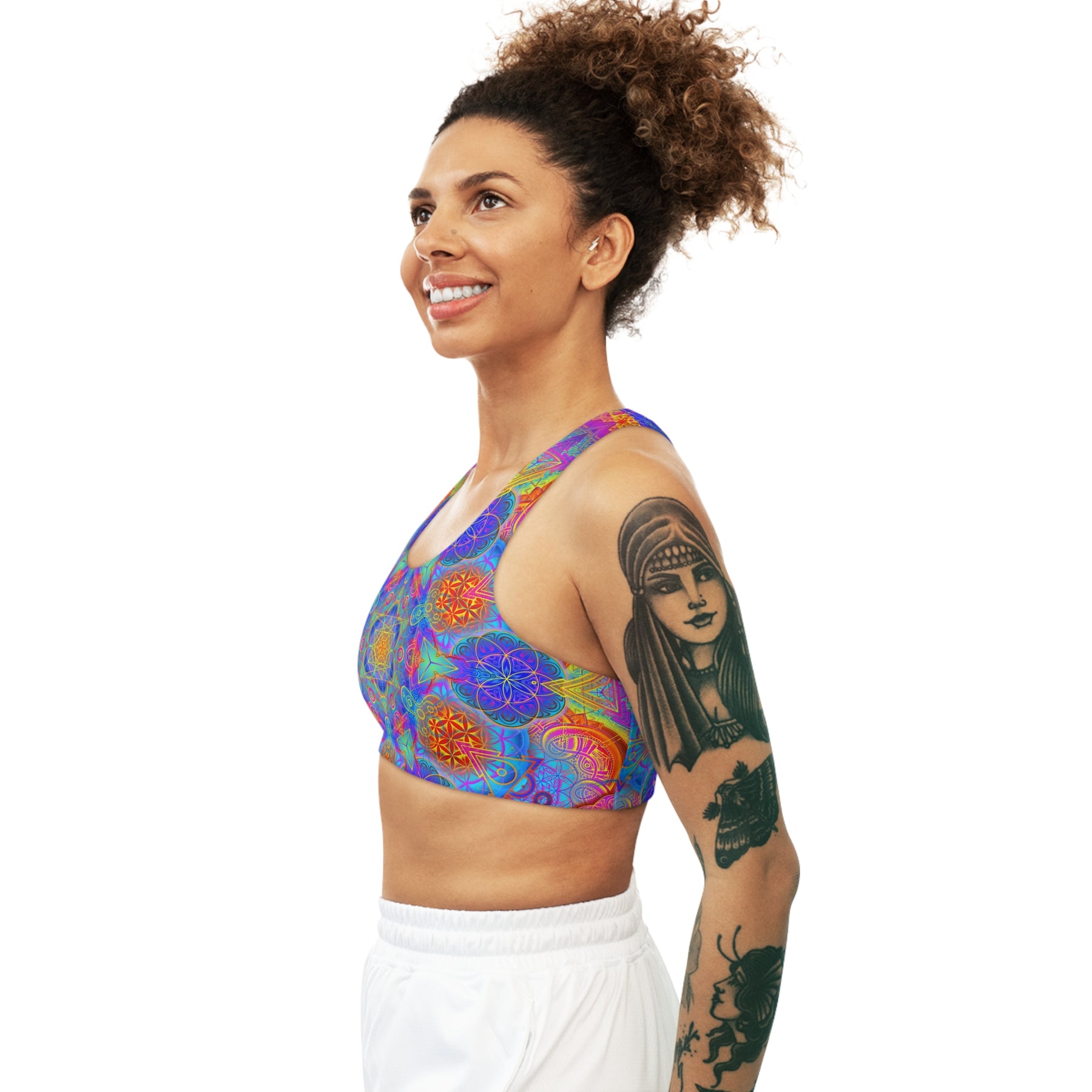 Psychedelic Metatron's Cube Mandala Sports Bra