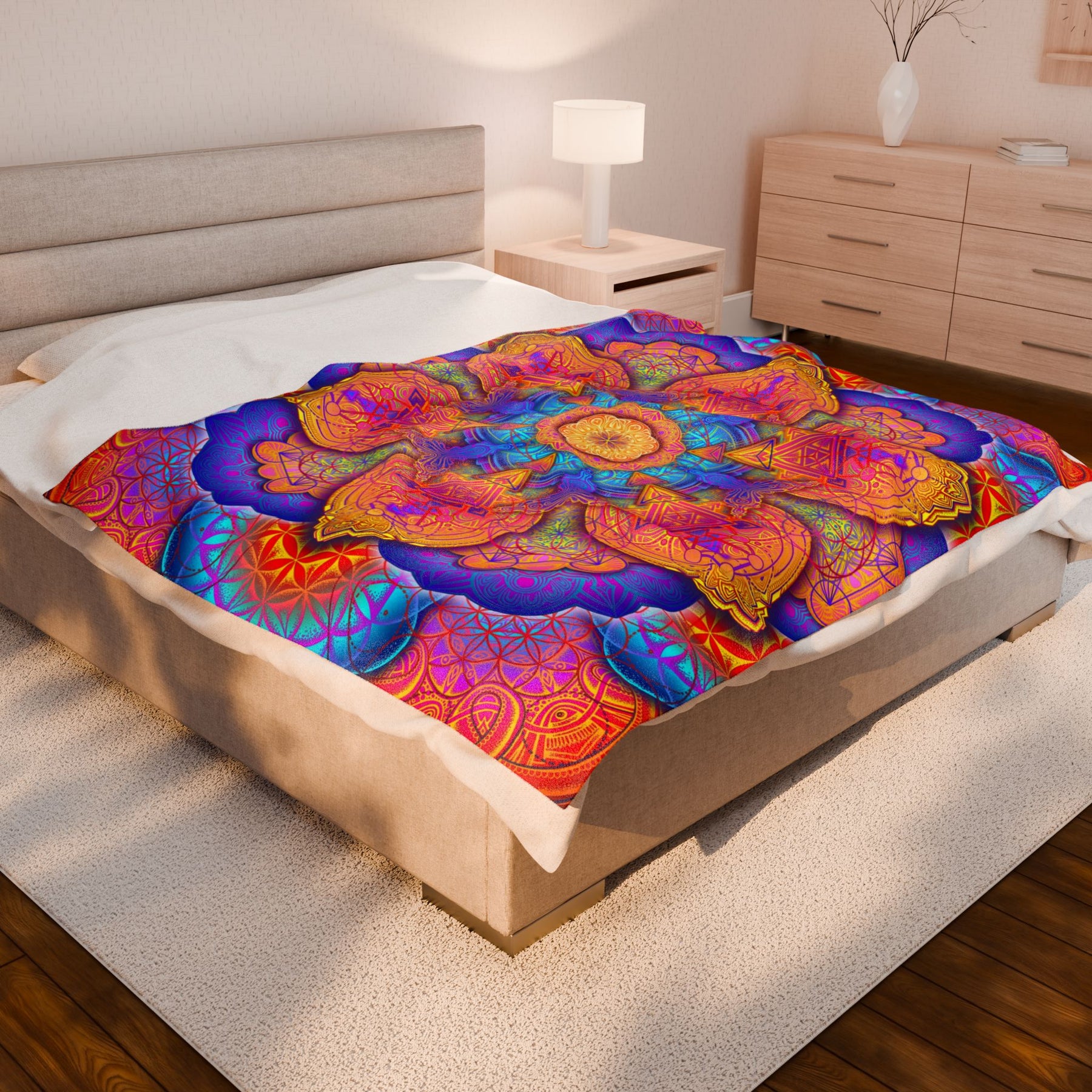 Psychedelic Mandala Velveteen Plush Blanket