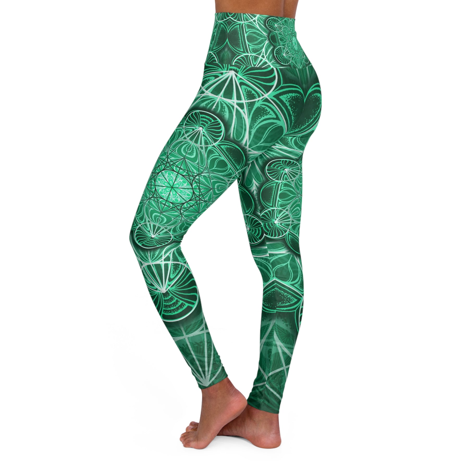 Malachite Mandala High Waisted Yoga Leggings