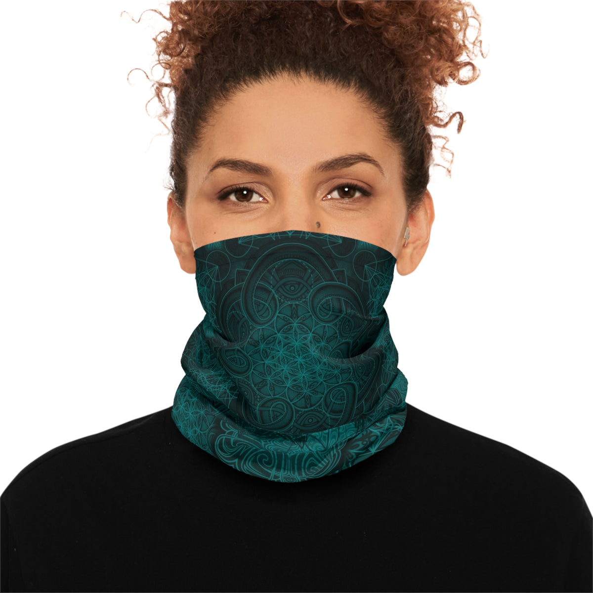 Teal Sacred Geometry Mandala Neck Gaiter - Lightweight Stylish Face Covering for Outdoor Adventures