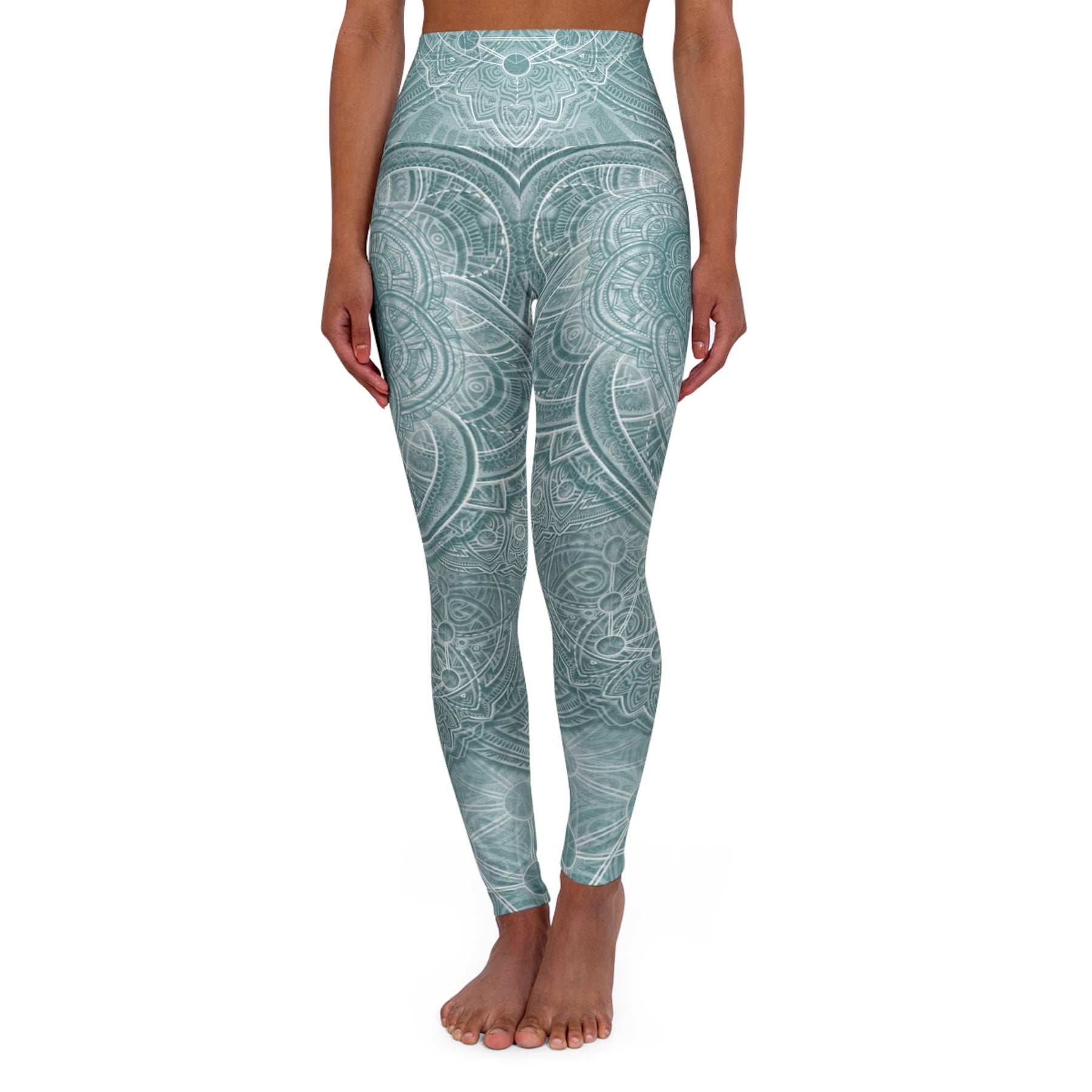 Blue Flower of Life - High Waisted Yoga Leggings