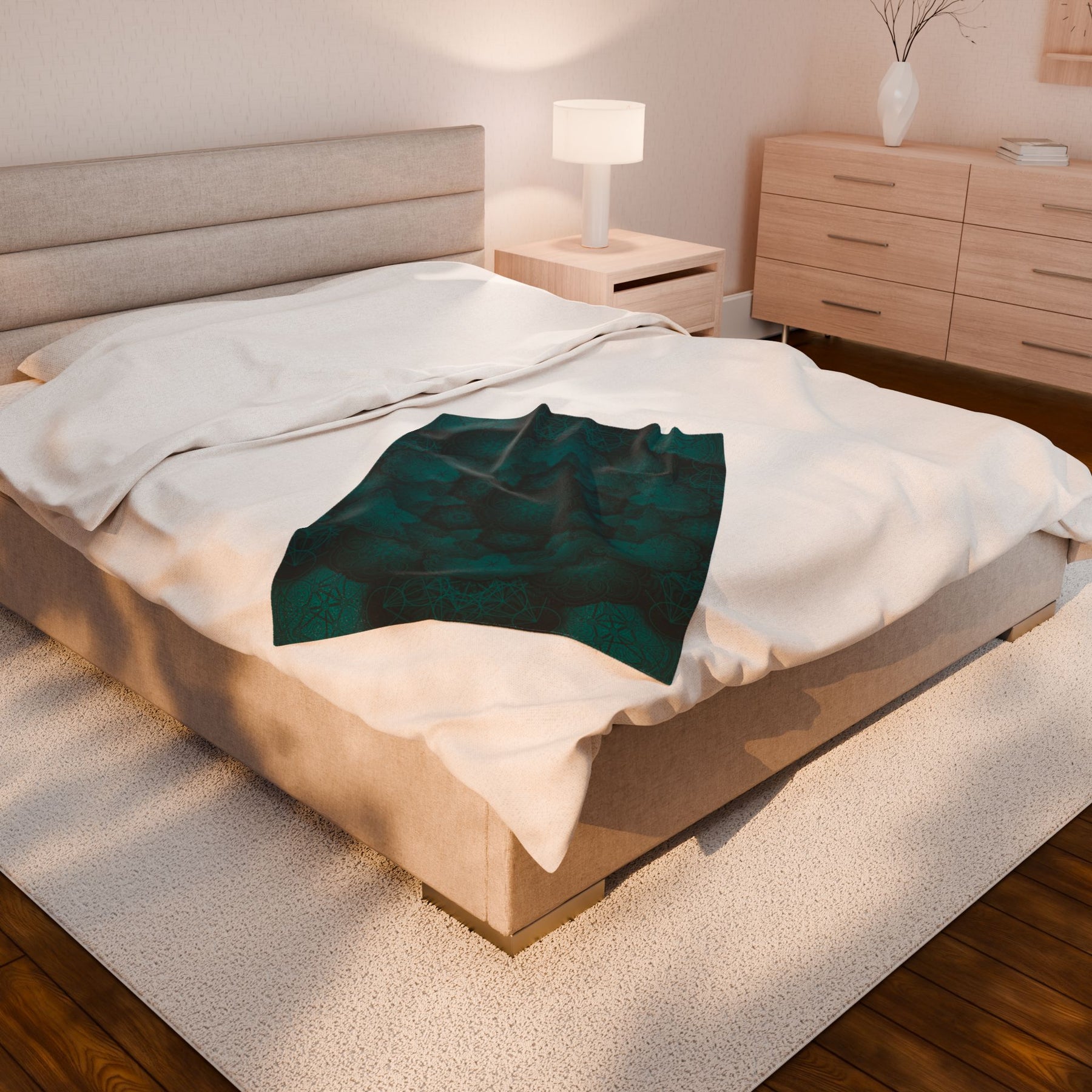 Teal Mandala Velveteen Plush Blanket