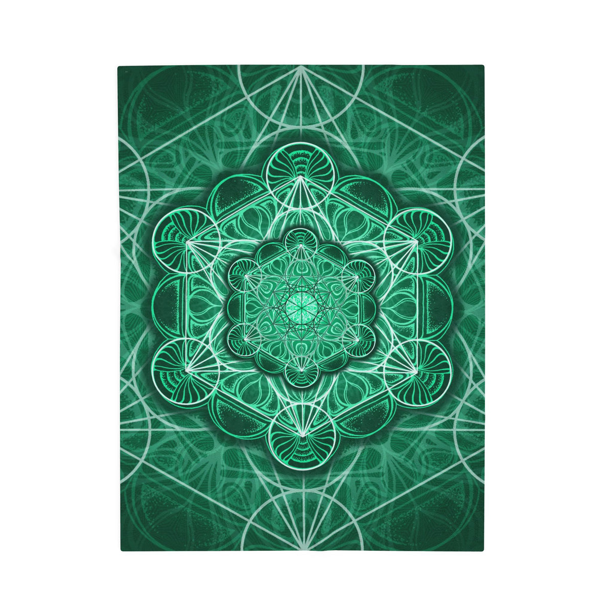 Green Metatrons Cube Velveteen Plush Blanket