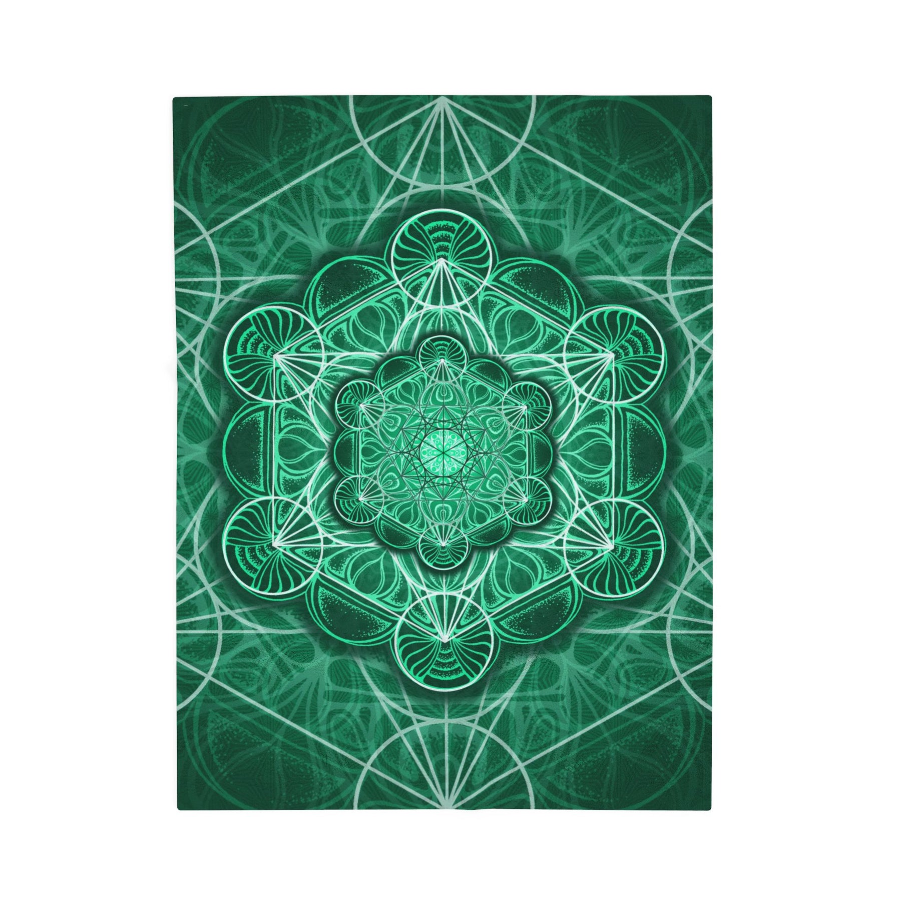 Green Metatrons Cube Velveteen Plush Blanket