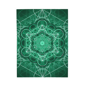 Green Metatrons Cube Velveteen Plush Blanket
