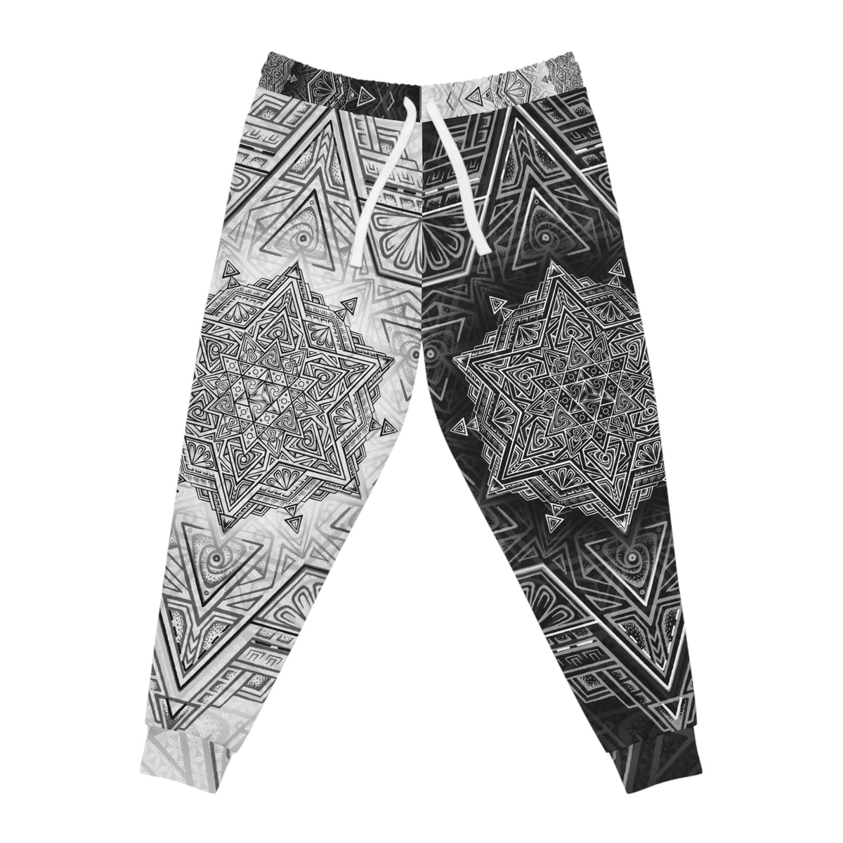 Black and White Star Tetrahedron Athletic Joggers