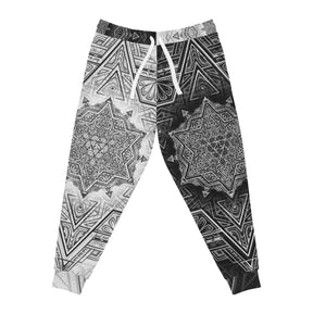 Black and White Star Tetrahedron Athletic Joggers