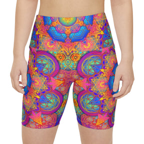 Psychedelic Metatrons Cube Mandala Workout Shorts