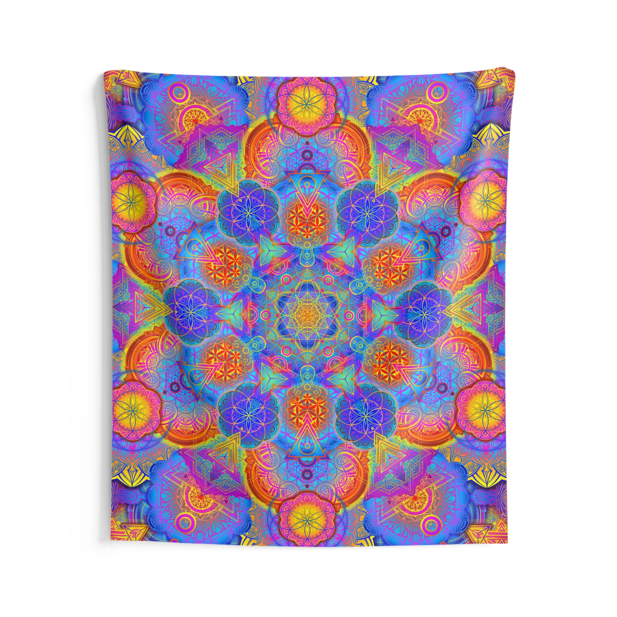 Psychedelic Metatron's Cube Mandala Wall Tapestry