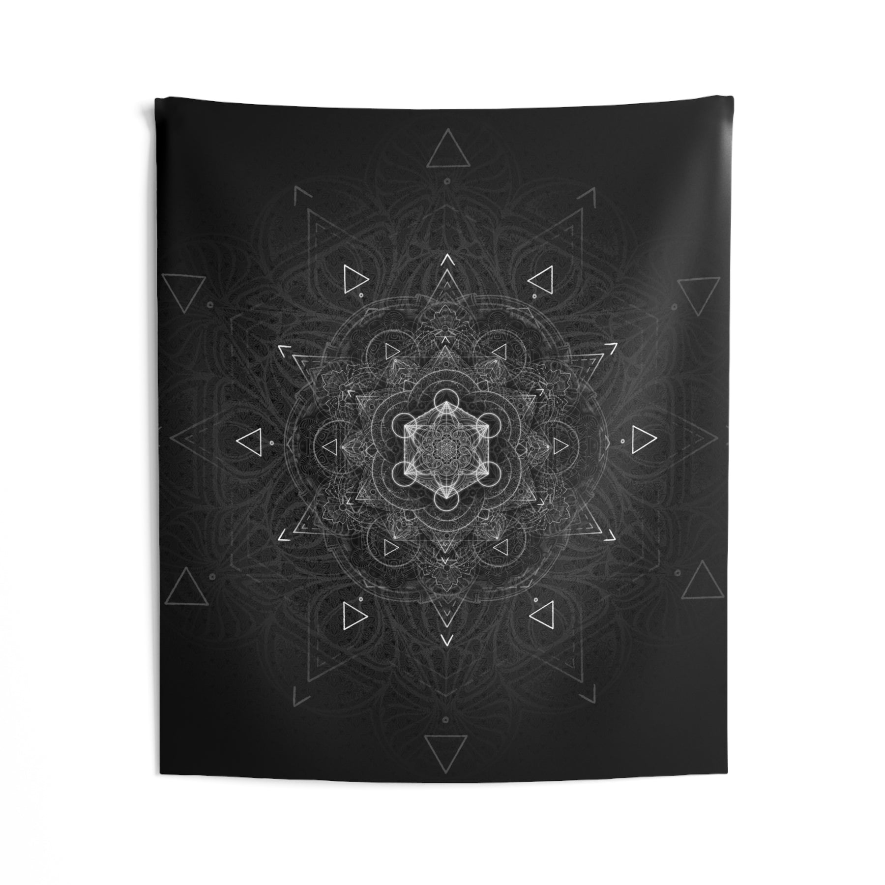 Black and White Sacred Geometry Mandala Wall Tapestry