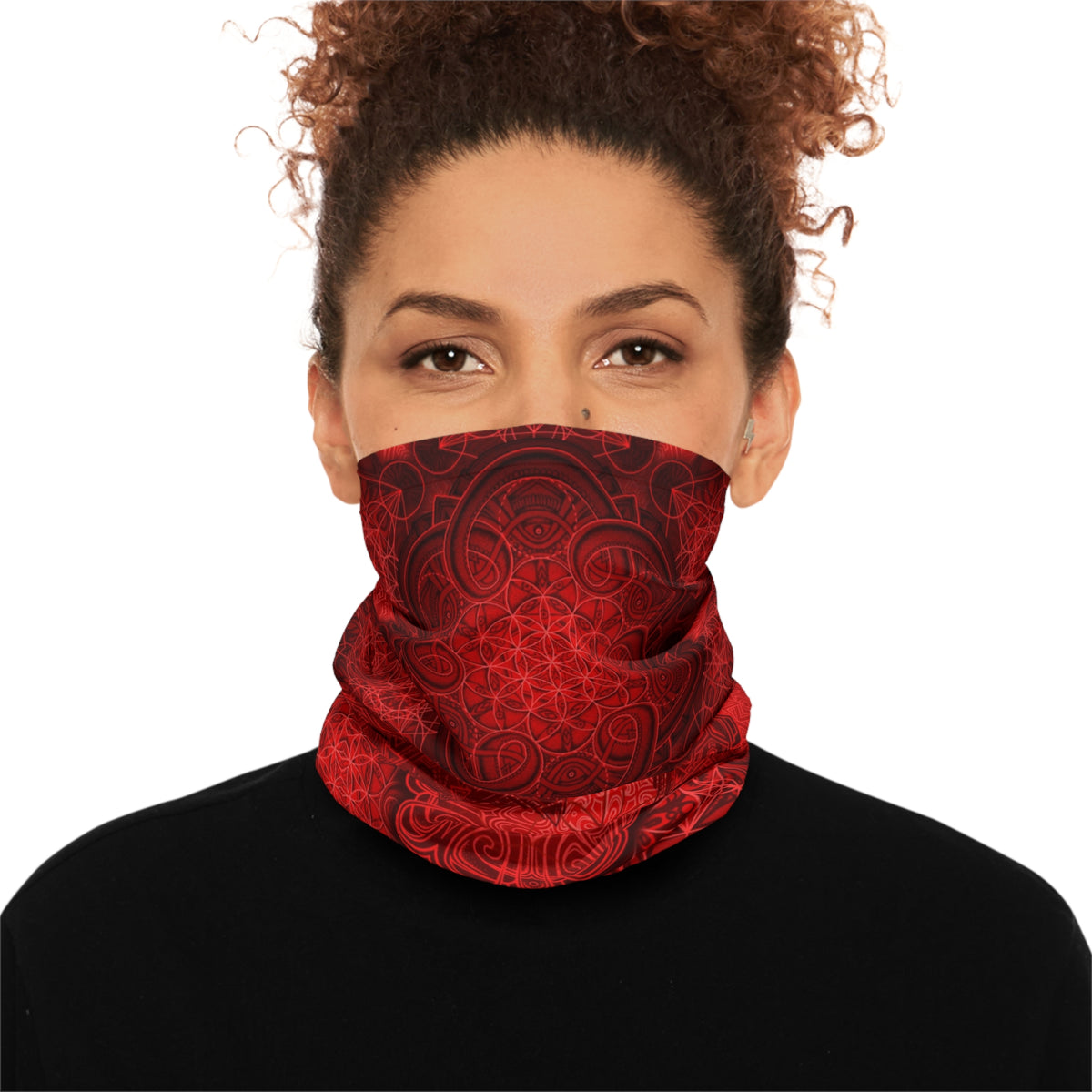 Red Sacred Geometry Mandala Neck Gaiter - Lightweight Stylish Face Covering for Outdoor Adventures