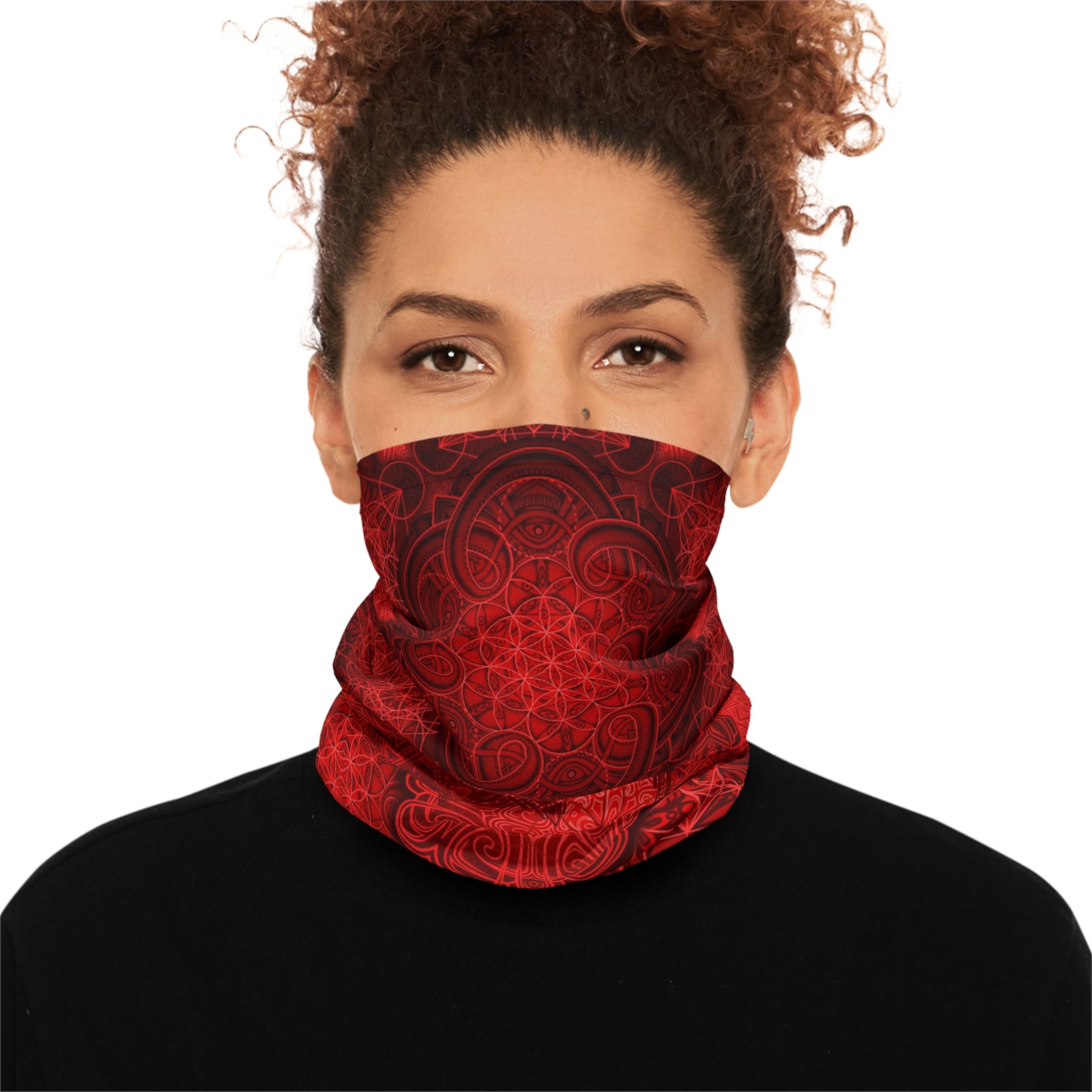 Red Sacred Geometry Mandala Neck Gaiter - Lightweight Stylish Face Covering for Outdoor Adventures